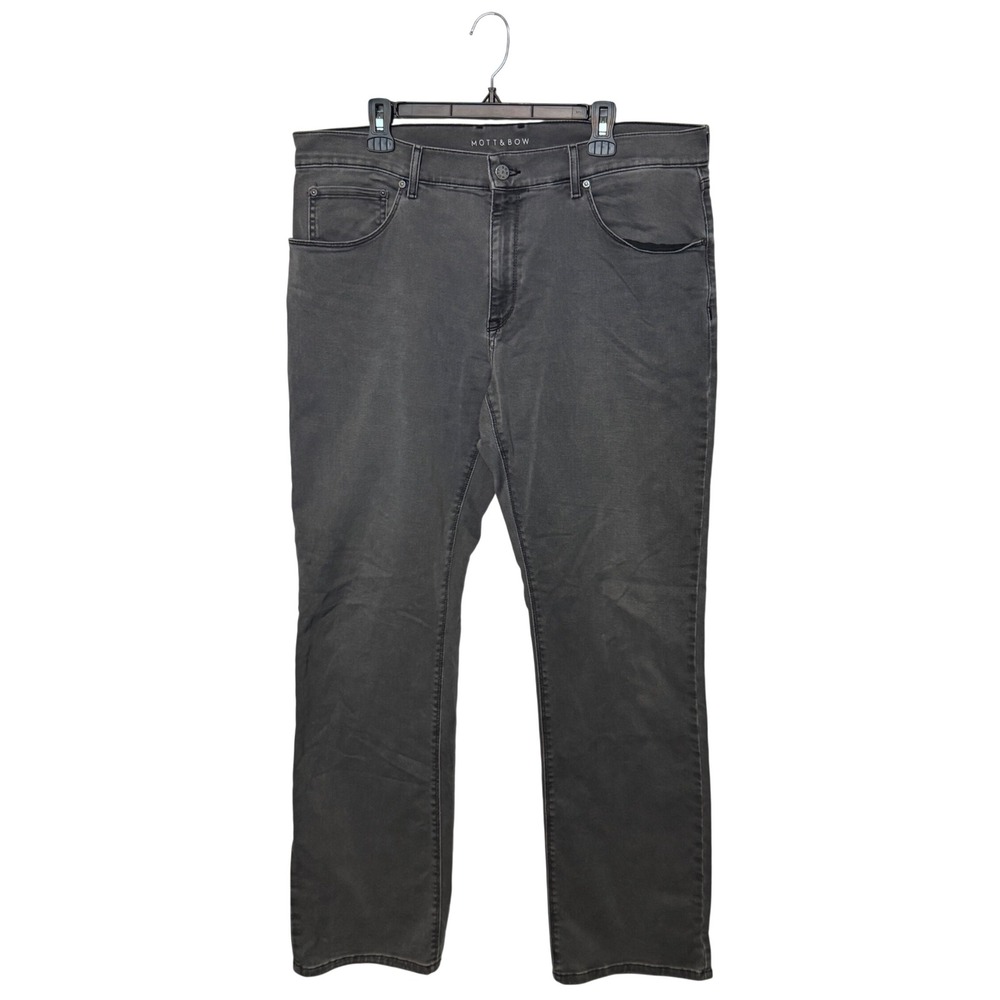 Mott & Bow Straight Leg Stone Jeans Mens 38 Gray Stretch Denim Pants 38x34